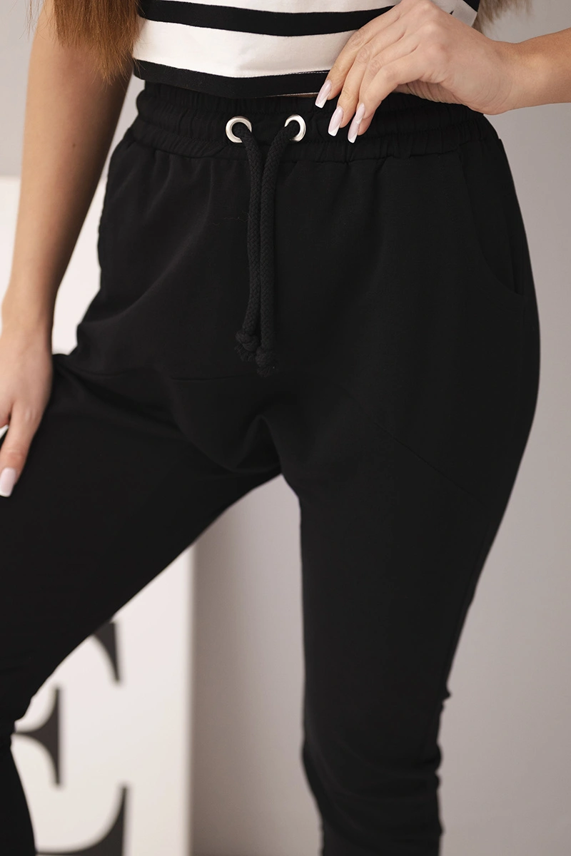 Women's sweatpants with an elastic waistband and drawstring black-2