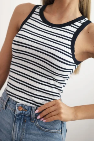 Стилен потник на райета – Тъмносин – 37461