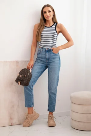 Стилен потник на райета – Тъмносин – 37461