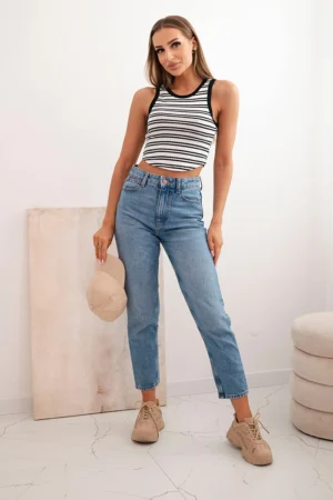 Стилен потник на райета – Черен – 37462