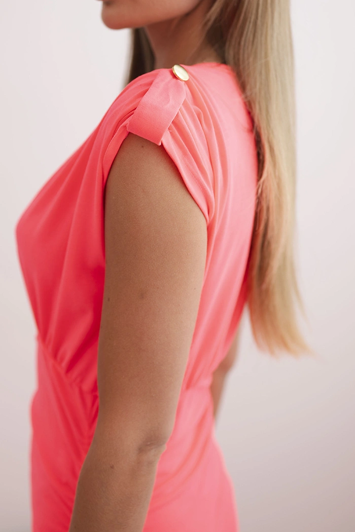 Women's fitted one-shoulder cotton dress ecru-2