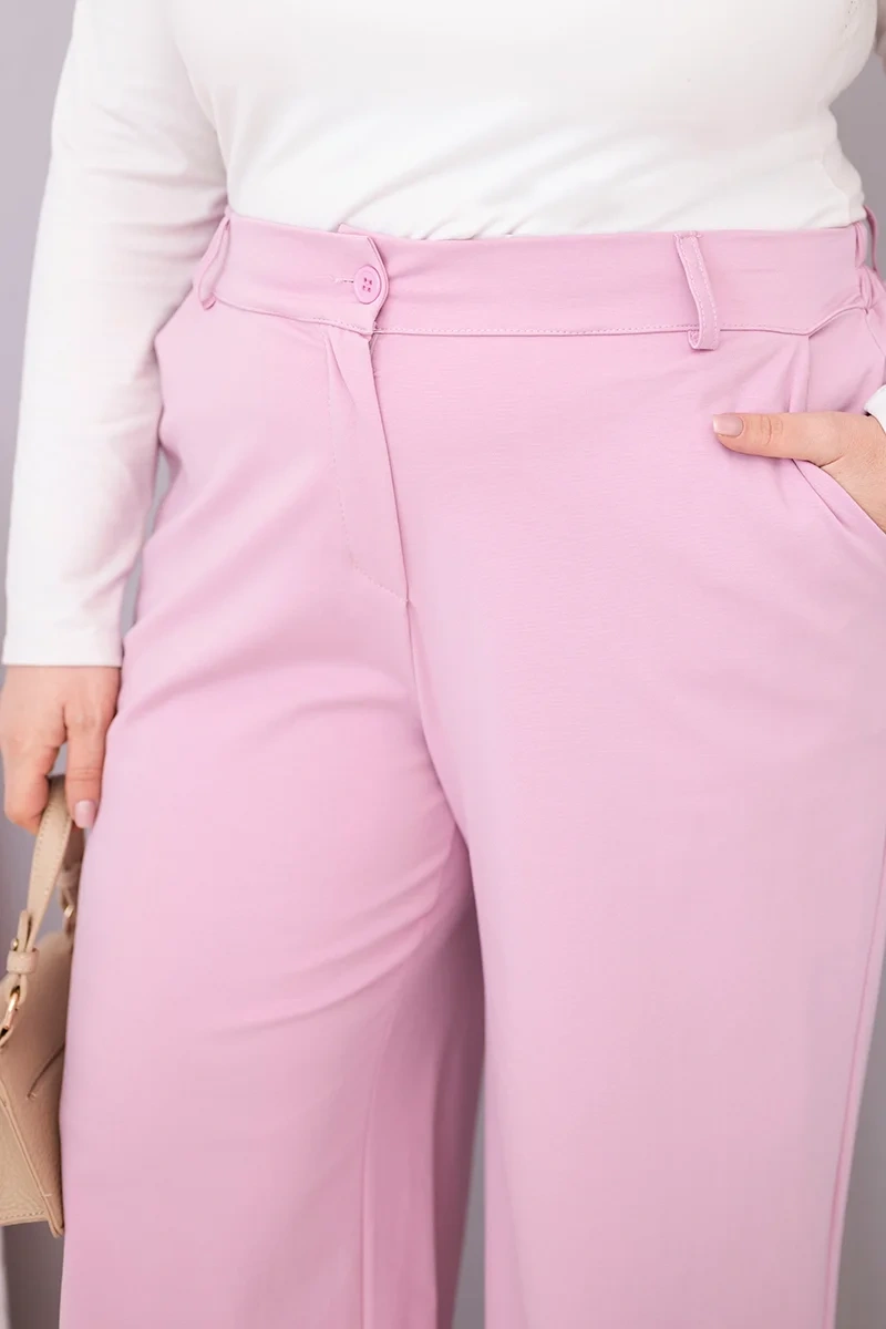 Plus Size women’s pants with wide legs and high waist dark powder pink-4
