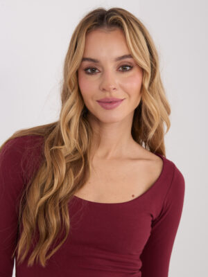 Стилна едноцветна блуза – Бордо – 80890