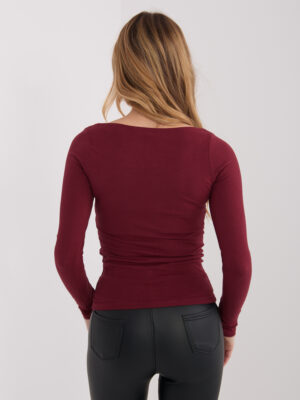 Стилна едноцветна блуза – Бордо – 80890