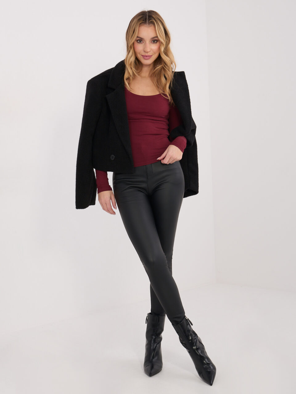 Стилна блуза Basic – Бордо – 80890