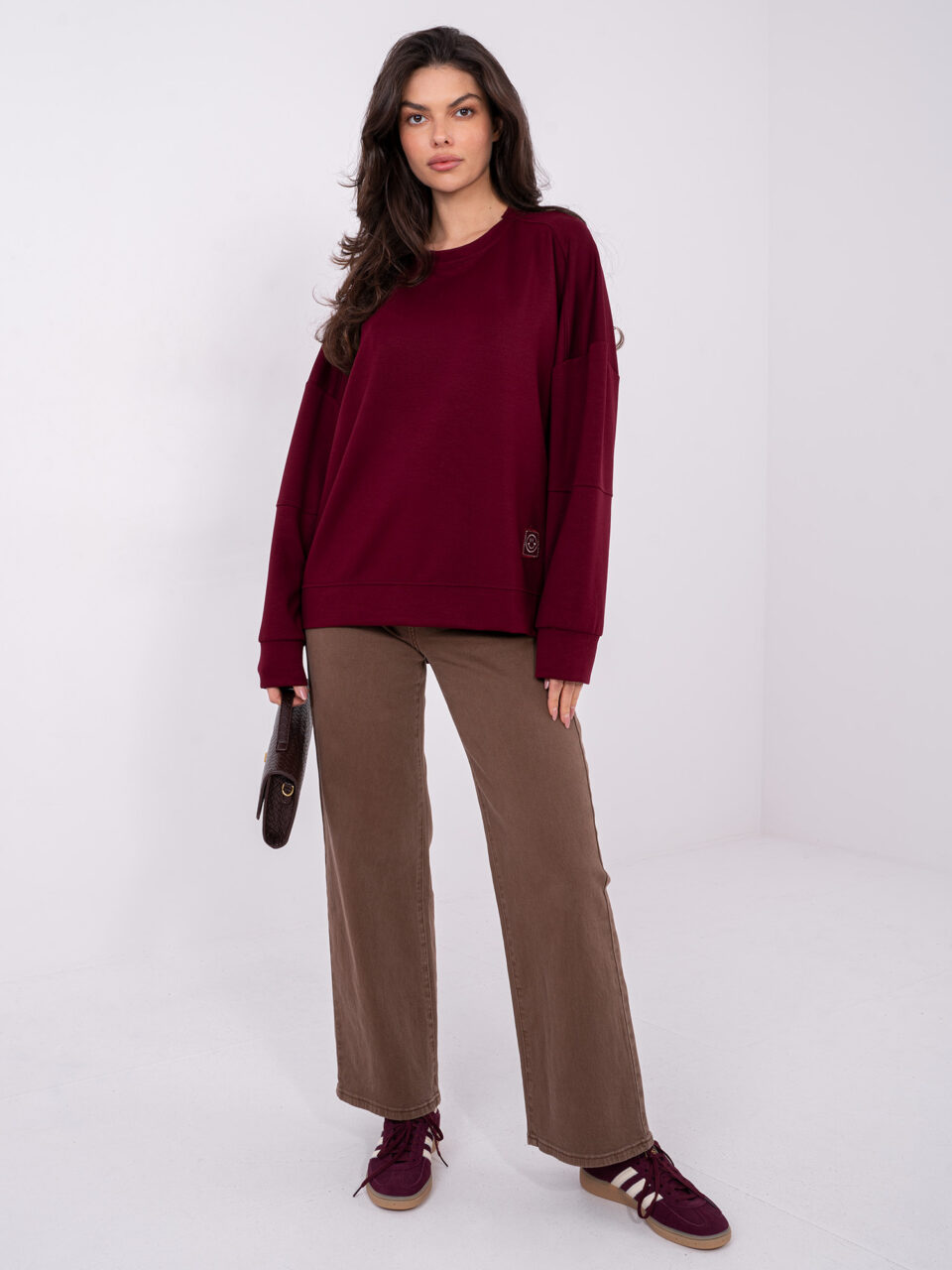 Стилна блуза без качулка – Бордо – 84195