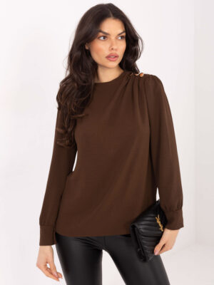 Елегантна блуза – Кафяв – 86717