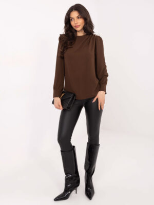 Елегантна блуза – Кафяв – 86717