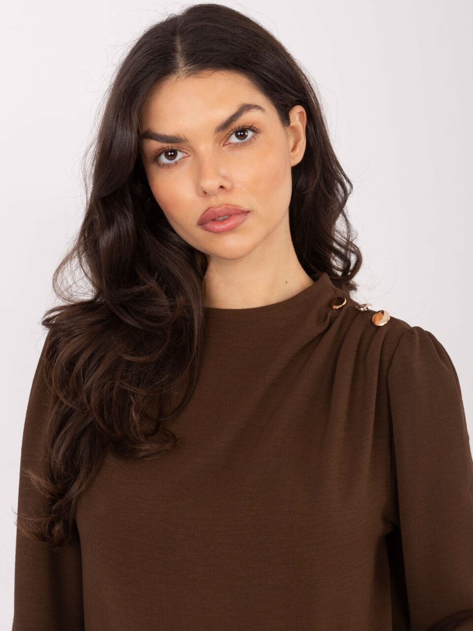 Елегантна блуза – Кафяв – 86717