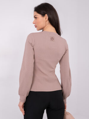 Стилна памучна блуза – Тъмно бежов – 84690