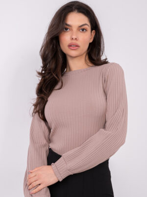 Стилна памучна блуза – Тъмно бежов – 84690