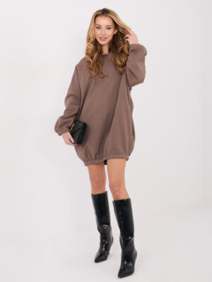Спортна рокля с качулка – Тъмно бежов – 79894