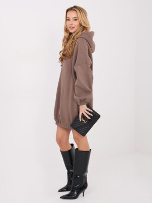 Спортна рокля с качулка – Тъмно бежов – 79894