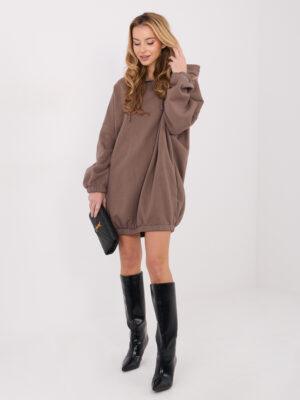 Спортна рокля с качулка – Тъмно бежов – 79894