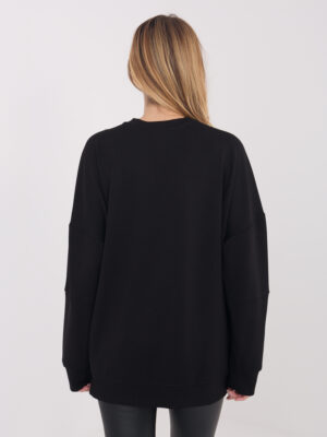 Стилна блуза с щампа – Черен – 84256