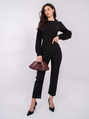 Стилна блузка с дълъг ръкав – Черен – 84331