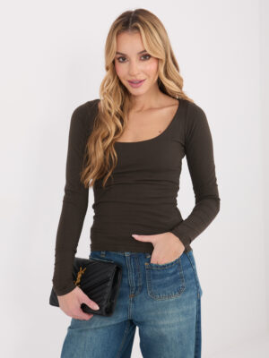 Стилна блузка – Тъмнокафяв – 80937