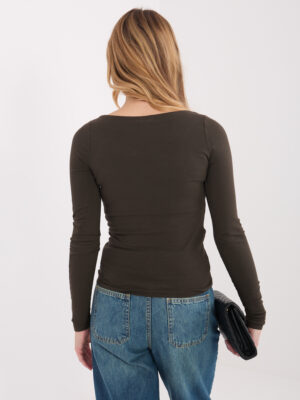 Стилна блузка – Тъмнокафяв – 80937