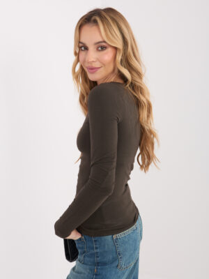 Стилна блузка – Тъмнокафяв – 80937