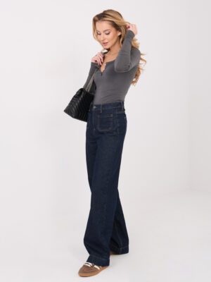 Стилна блуза с дълги ръкави – Графитен – 80807