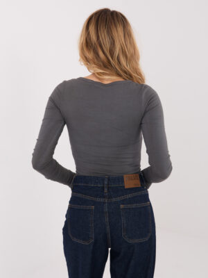 Стилна блуза с дълги ръкави – Графитен – 80807