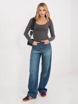 Стилна едноцветна блуза – Графит – 80876