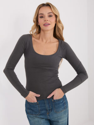 Стилна едноцветна блуза – Графит – 80876