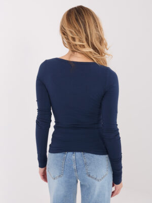 Памучна блуза с дълги ръкави – Гранатов – 80852