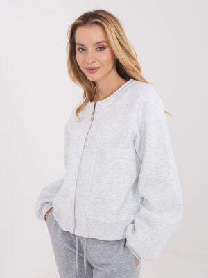 Стилен суитшърт без качулка – Сив – 80029