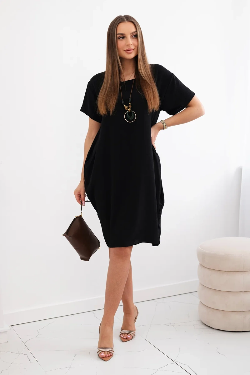 Dress with pockets and pendant black-2