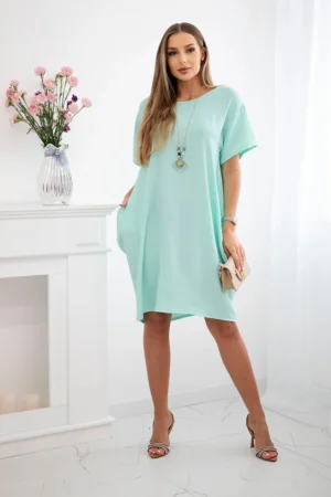 Лятна рокля с джобове и Подарък Аксесоар – Светломента – 29665