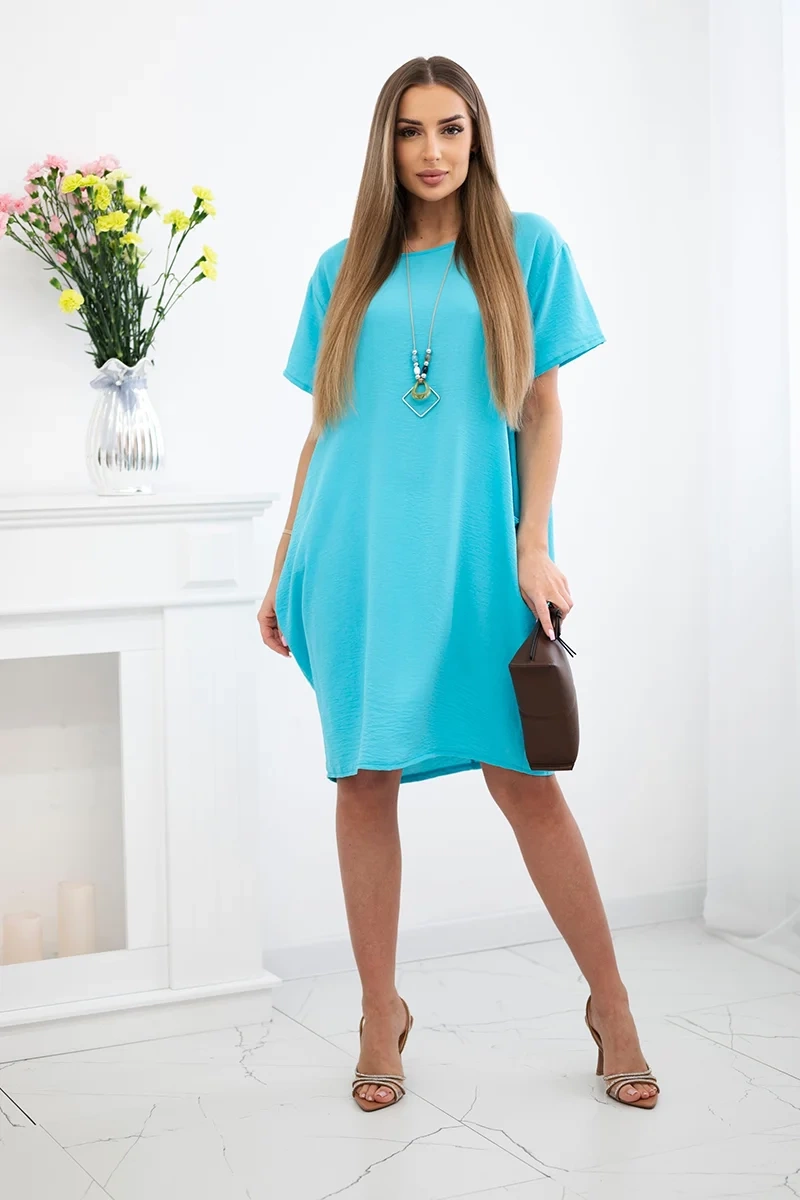 Dress with pockets and pendant turquoise-2