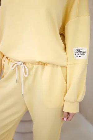 Модерен комплект от долнище и блуза – Жълт – 31128