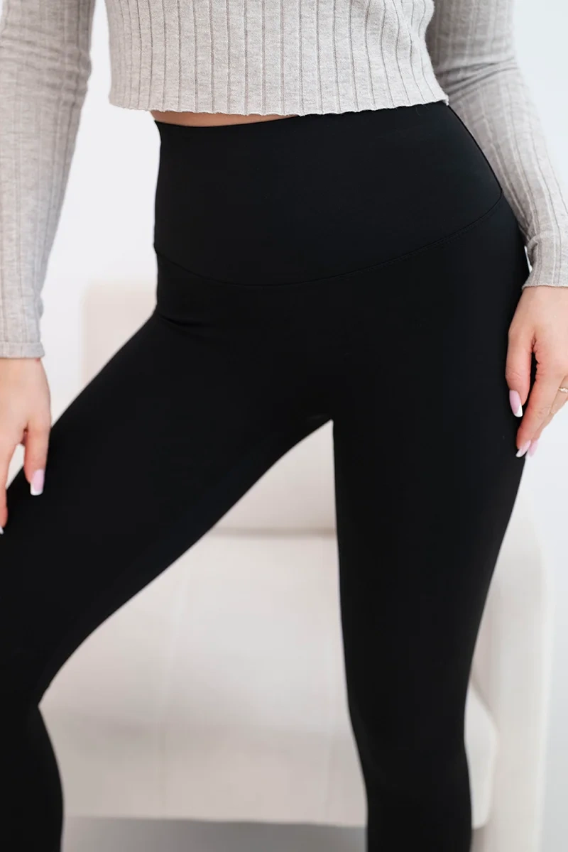 Women’s high-waisted leggings with elastic waistband black-4