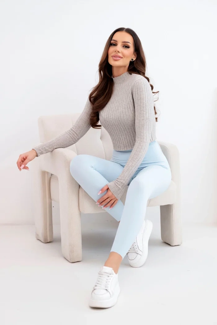 Стилни висококачествени клинчета с ластик в талията – Син – 3