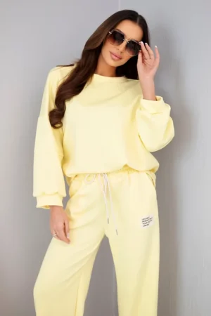 Спортен комплект дамска блуза и панталон – Жълт – 37898