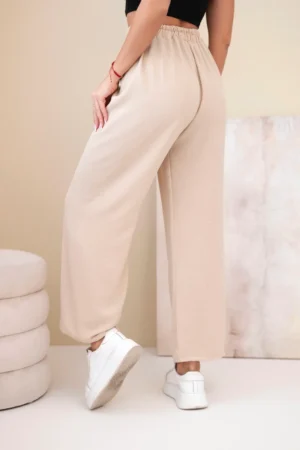 Свободни панталони с широки крачоли – Бежов – 37931