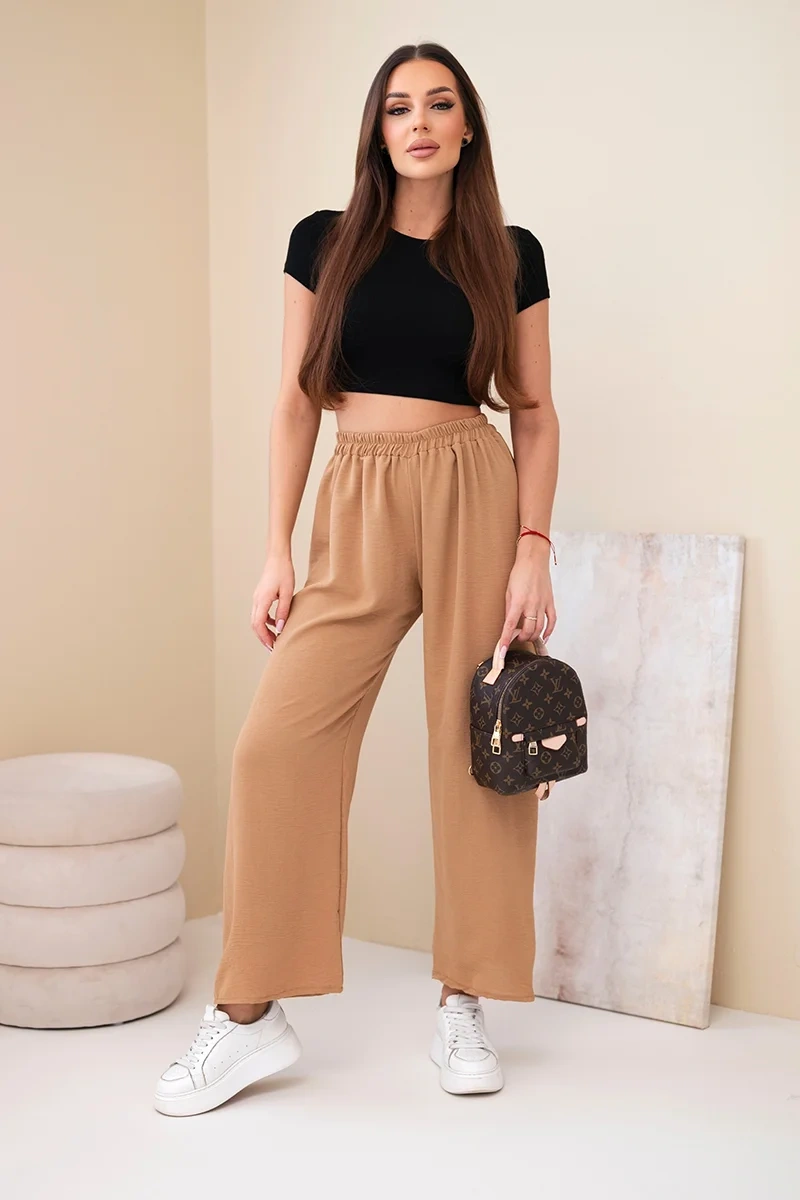 Pants with wide legs camel-2