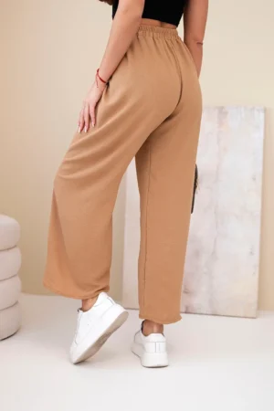 Свободни панталони с широки крачоли – Бежов – 37934