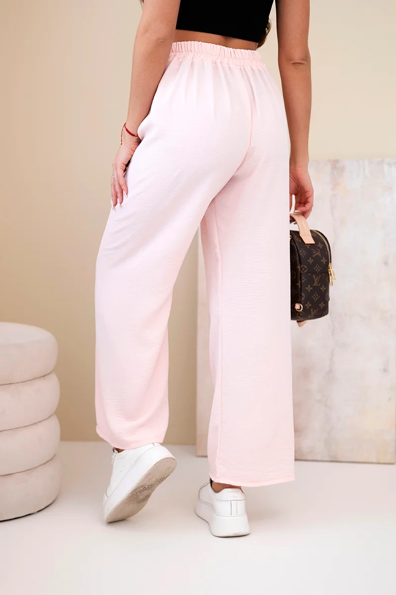 Pants with wide legs light powder pink-3
