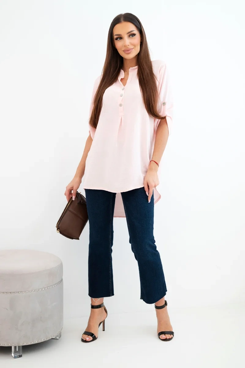 Shirt with a longer back light powder pink-2