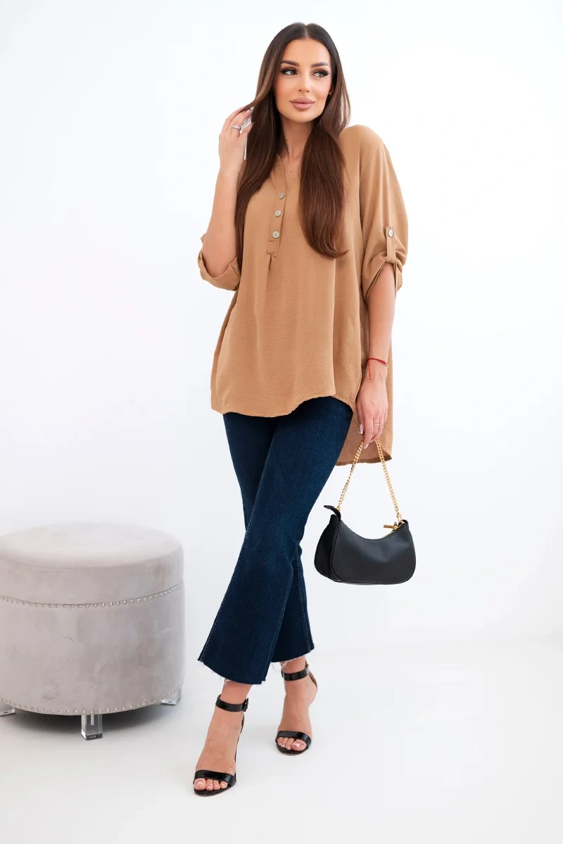 Shirt with a longer back camel-2