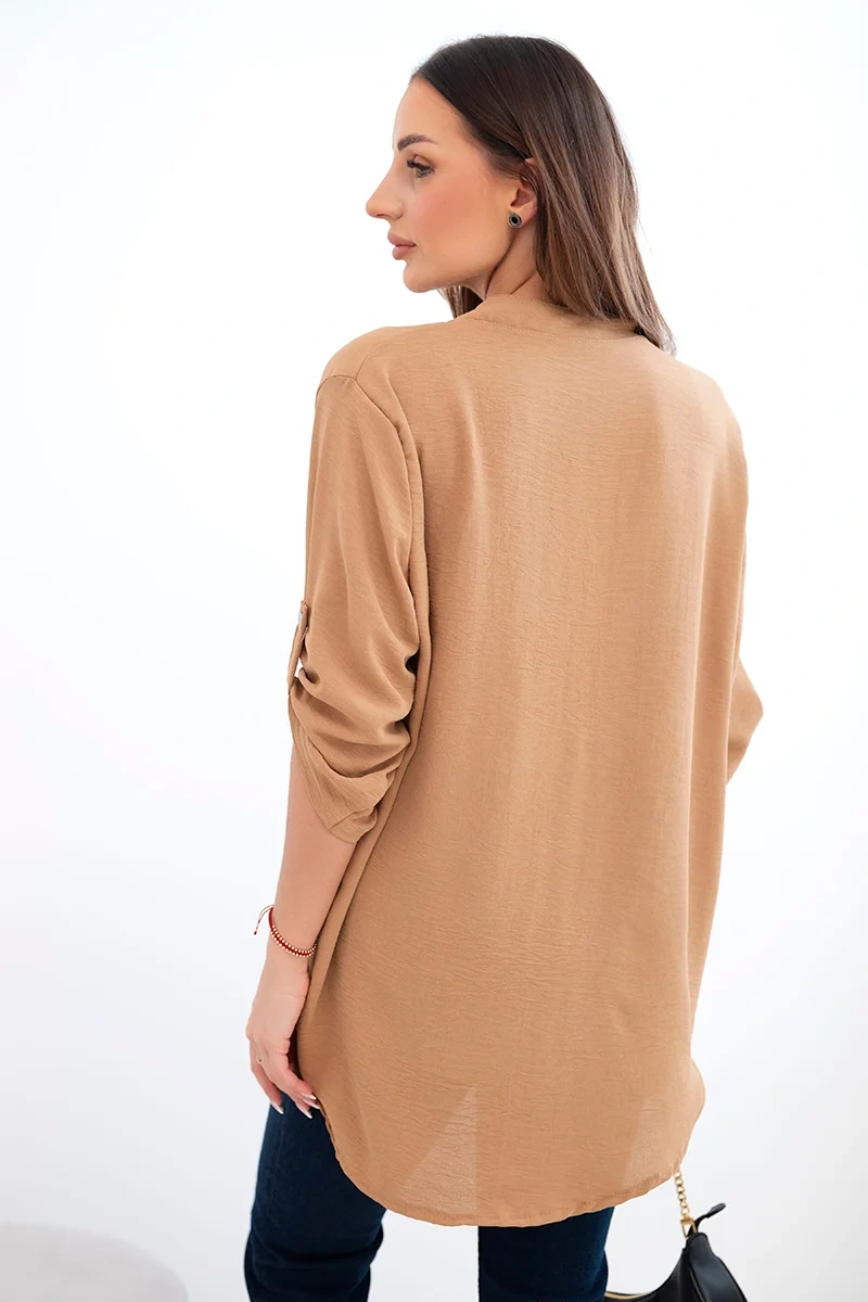 Shirt with a longer back camel-3