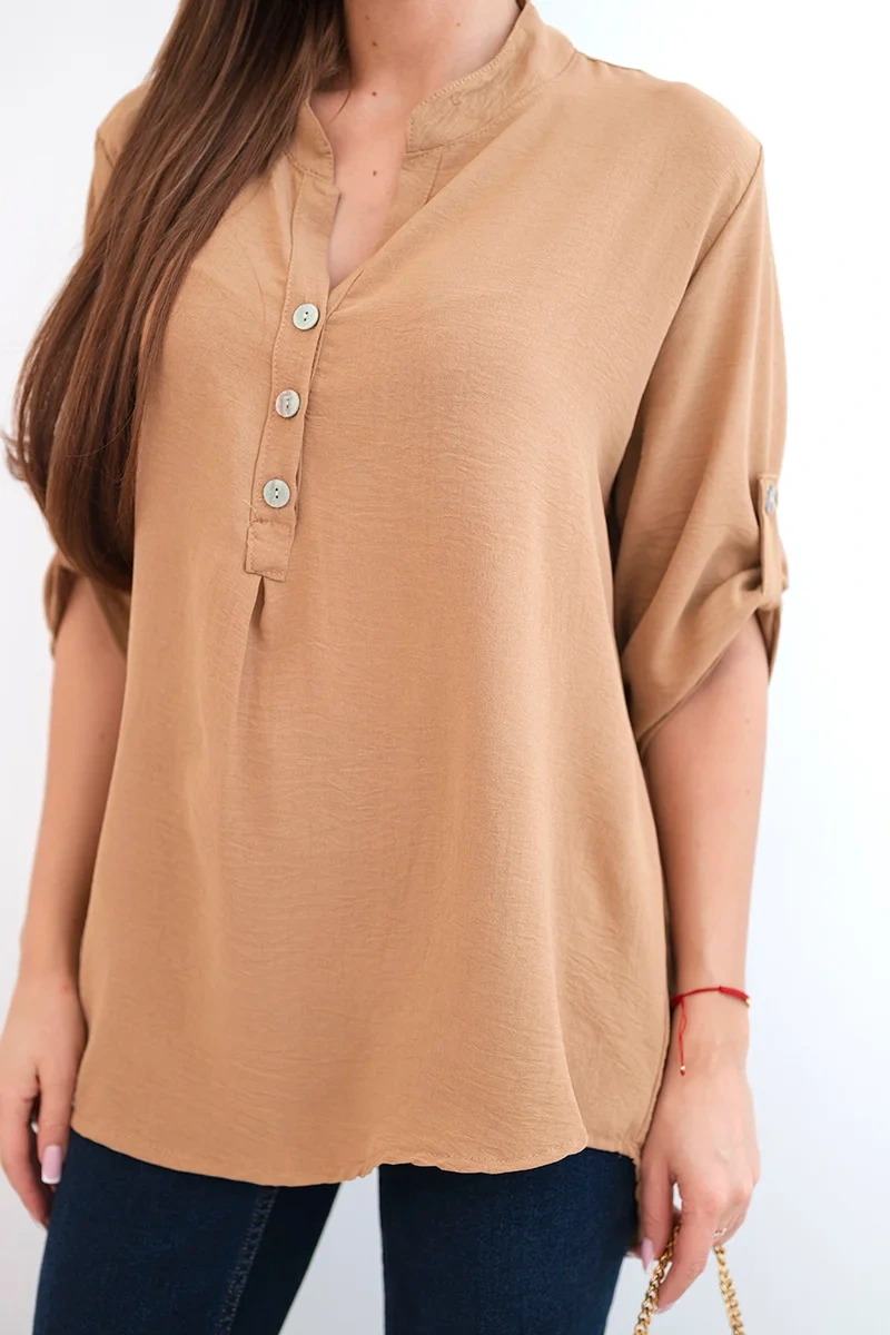 Shirt with a longer back camel-4