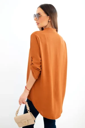 Елегантна риза с по-дълга задна част – Оранжев – 37941