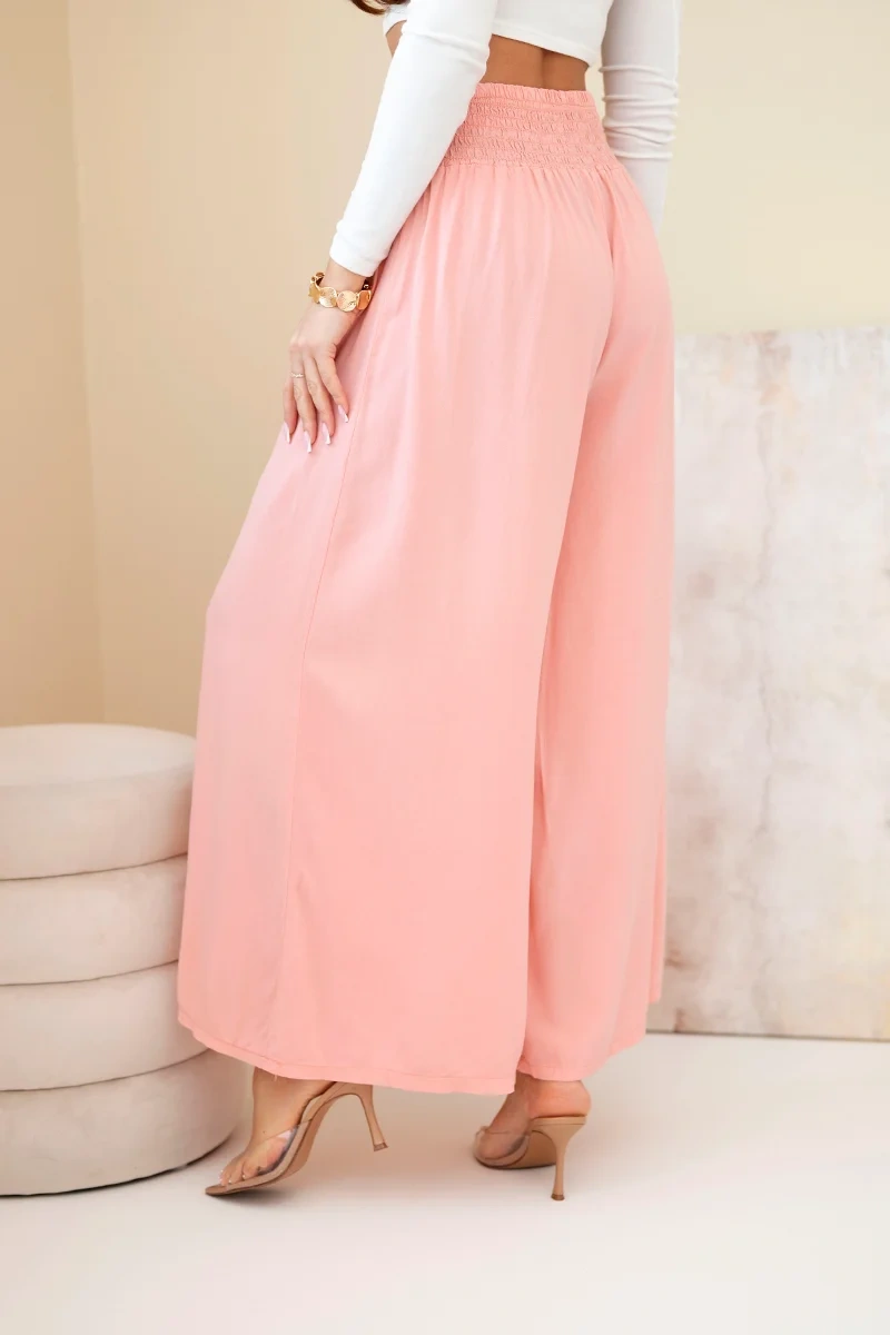 Women’s viscose pants with an elastic waistband peach-3