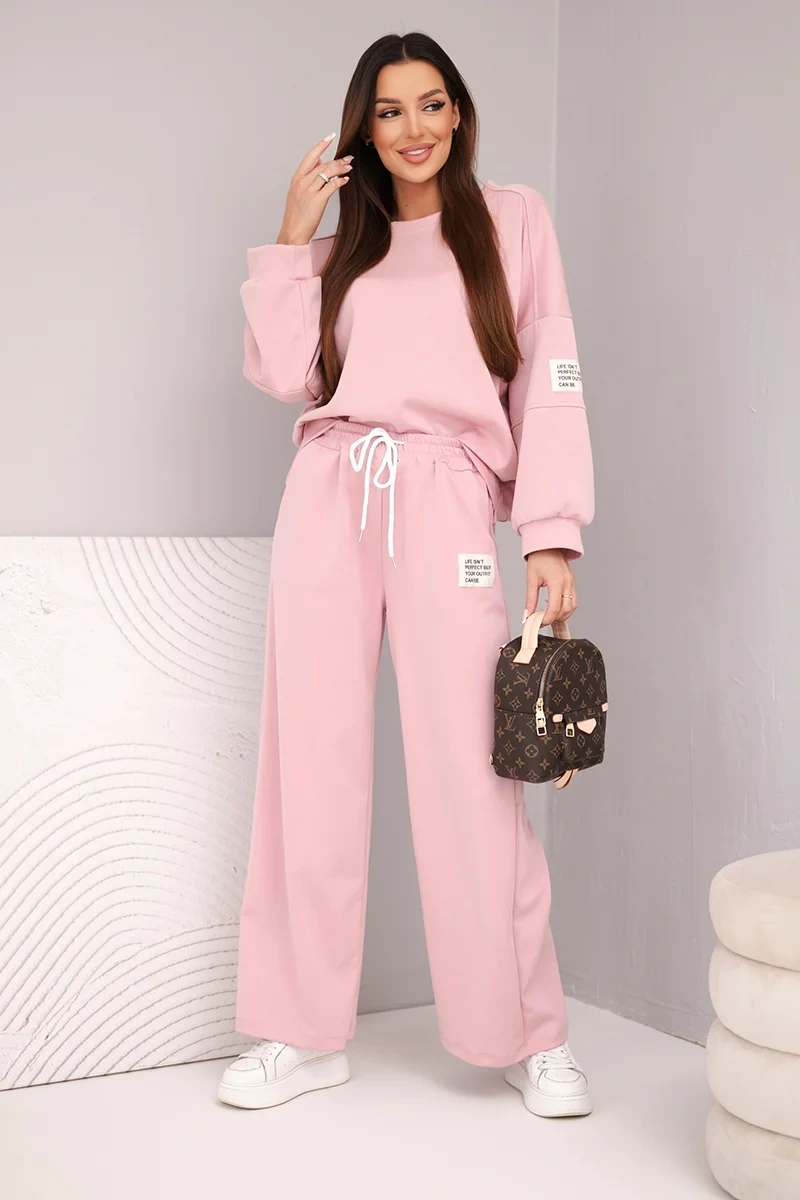 Women's set butter sweatshirt + pants dark powder pink-2