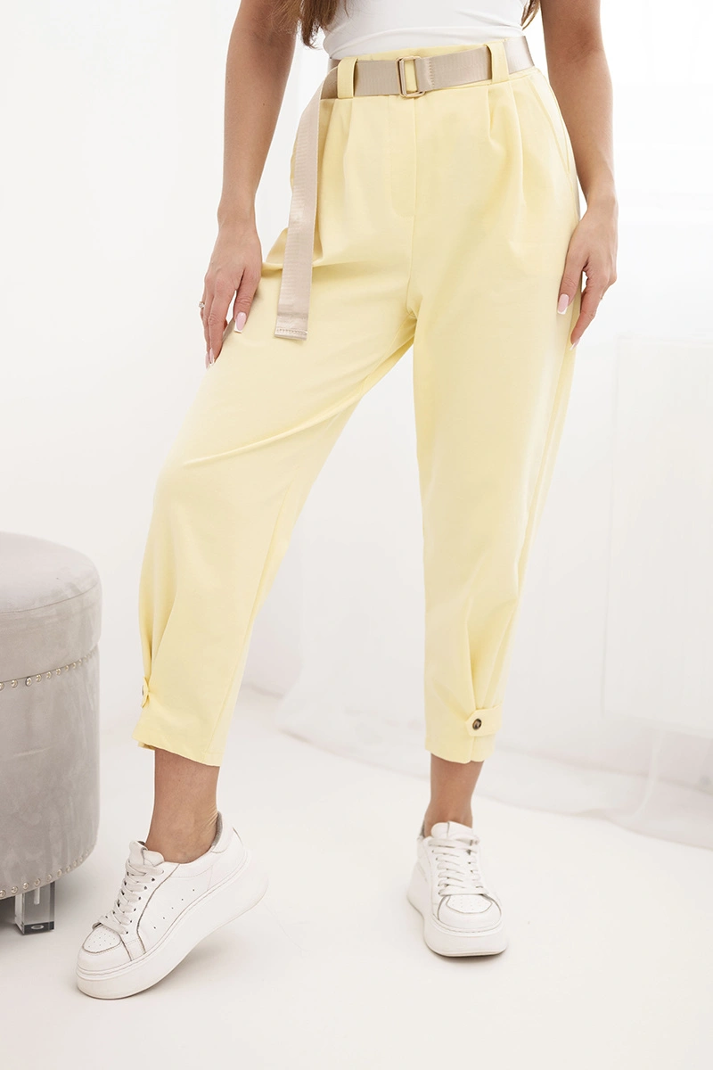 Летни панталони Punto със закопчаване на крачолите – Жълт – 38384